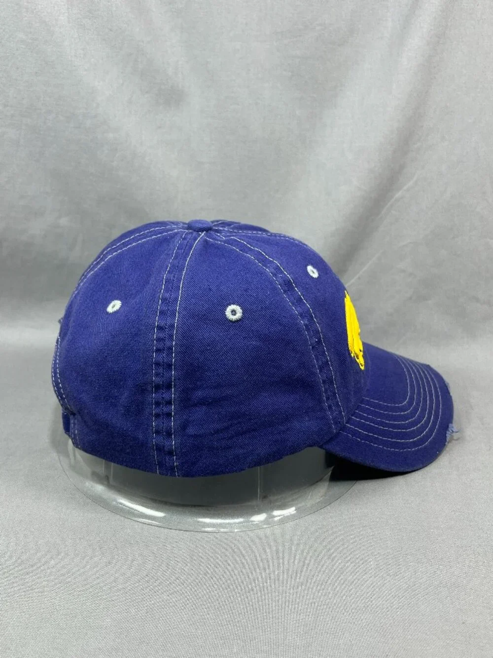 My Town Originals Hornets Hat Blue Yellow Distressed Script Adjustable Dad Cap